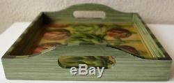Annie Modica Artichokes Wood Tray SIGNED Hand Painted Decoupage Art Home Decor