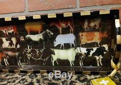 Annie Modica COWS Wood Tray Farmhouse Serving Art Bar Home Decor Resin Roquefort