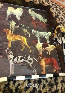Annie Modica DOG Lover All Breeds HUGE Wood Desk Tray Decoupage Artist Art Bar