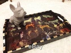 Annie Modica DOG Lover Gift Vet Best In Show Wood Serving Tray ART Bar Decor NEW