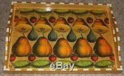 Annie Modica Imari Wood Bed Tray Large Serving Art Bar Decor Pears N Figs