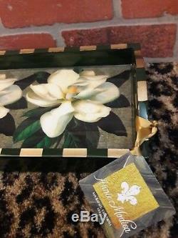 Annie Modica Magnolia Farms Flower Wood Serving Tray Art Bar Home Decor NEW RARE