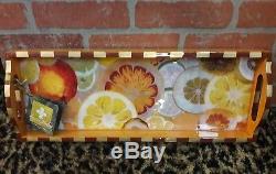 Annie Modica Orange Citrus Fruit Lemon Wood Serving Tropical Tray Art Bar Decor