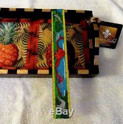 Annie Modica PINEAPPLE Wood Tray Hand Painted Artist Art Decor 21X8 NEW