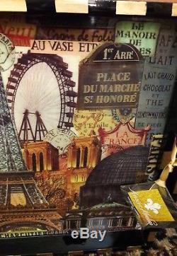 Annie Modica Paris France Eiffel Tower HUGE Wood Tray Decoupage Artist Art Bar