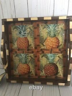 Annie Modica Pineapple Serving Tray Coasters Wine Stopper