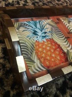 Annie Modica Pineapple Wood Serving Tray Decoupage Artist Art Bar Home Decor HOT