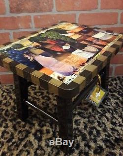 Annie Modica Wine Cheese Foot Stepping Stool Wood Art Home Decor Sommelier NEW
