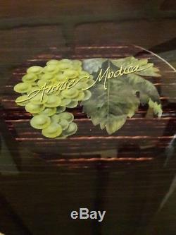 Annie Modica Wine Cheese Foot Stepping Stool Wood Art Home Decor Sommelier NEW