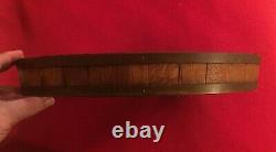 Antique 19th c. Wood Coopered Tray Coaster Oak with Brass Bands Navette Shape