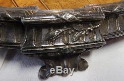 Antique Breakfast Serving Butlers Tray Inlaid Mahogany Wood Silver Plate Gallery