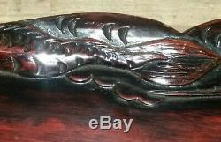 Antique Chinese Hand Carved Hard Wood Serving Tray