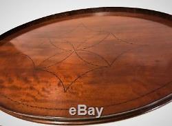 Antique Edwardian Inlaid Wooden Butler's Serving Tray