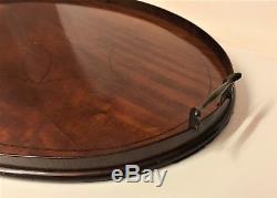 Antique Edwardian Inlaid Wooden Butler's Serving Tray