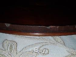 Antique Edwardian Oval Inlaid Mahogany Serving Tray With Brass Handles