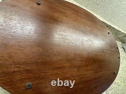 Antique Edwardian Oval Serving Tray Mahogany with Inlaid Maple & Brass Handles
