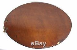 Antique Edwardian Parquetry Serving Butler Tray Mahogany Galleried Brass Handles