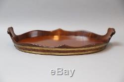 Antique English Mahogany & Brass Butler's Serving Tray
