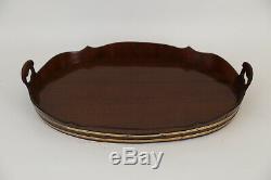 Antique English Mahogany & Brass Butler's Serving Tray