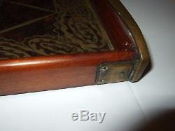 Antique Erhard & Sohne Germany Art Nouveau Serving Tray Brass Inlaid Burl