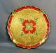 Antique Florentine Toleware Tole Wood Hand-painted Serving Tray Gold Red Mandala