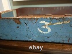 Antique Industrial Wooden Tray XL Blue With Hand Painted N°3 VGC Hand Made c1850
