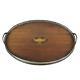 Antique Inlaid Wood & Sterling Silver 19 Oval Gallery Serving Tray