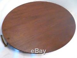 Antique MAHOGANY WOOD Butler's OVAL SERVING TRAY Inlay CRESCENT MOON Federal