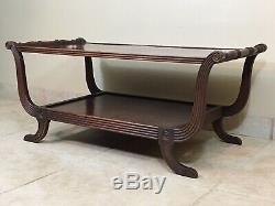 Antique Mahogany Butler Serving Tray Table 2 Tier Side End Tea Table Bar VINTAGE