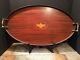 Antique Mahogany Inlaid Butler Oval Serving Tray Signed E. F. S. Maker 14x24