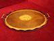 Antique Mahogany Oval Inlaid Serving Tray
