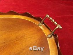 Antique Mahogany Oval Inlaid Serving Tray