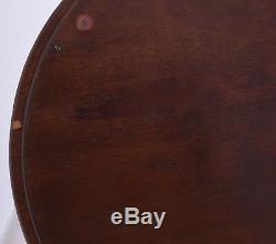 Antique Mahogany round Tray Inlaid Fan wood Handle butler serving unique vintage