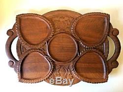 Antique Malaysian Wooden Carved Serving Tray
