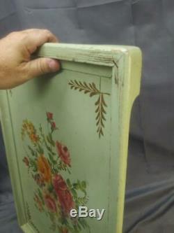 Antique Old Wood Wooden Painted Floral Flowers Serving Tray Shabby Vintage Chic