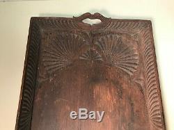 Antique Ornate Hand Carved Wood Serving Tray 24 By 15 3/4
