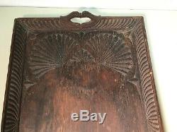 Antique Ornate Hand Carved Wood Serving Tray 24 By 15 3/4