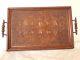 Antique Ornately CHIP CARVED Wooden Serving Tray Mahogany AWESOME c 1880