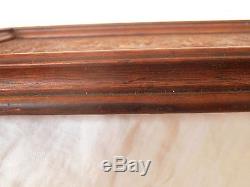 Antique Ornately CHIP CARVED Wooden Serving Tray Mahogany AWESOME c 1880