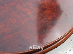 Antique Oval Flame Mahogany Tray Georgian Style Tea Serving Brass Handles