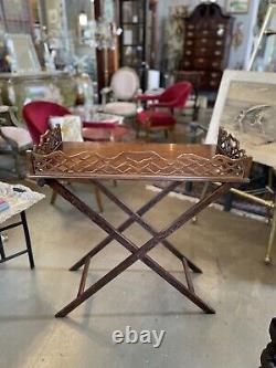 Antique Pierced Mahogany Chippendale Style Folding Butler Tray and Stand 2 of 2