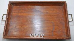 Antique Teak Wood Large Size Serving Tray With Brass Handle Original HandCrafted