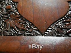 Antique Victorian / Edwardian Art Nouveau Carved Wooden Serving Tray