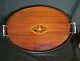 Antique Victorian English Wooden Mahogany Serving Tray Marquetry Inlay Inlaid