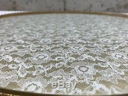 Antique Vintage Glass & Wood Serving Tray Made in Western Germany Lace Insert