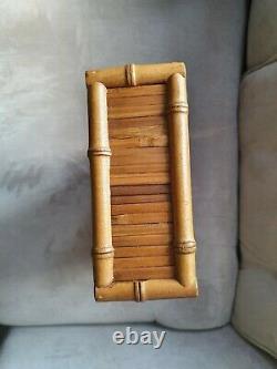 Antique Vintage Guadua Bamboo Cane Rattan Wicker Serving Tray See Photo For Size