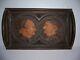 Antique Vintage Hand Carved Wooden Serving Tray of Old Man & Woman Marked Saez