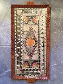 Antique Vintage Indian/Greece Wooden Serving Tray Rustic Decorative Glass Top