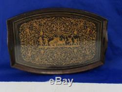 Antique Vintage Marquetry Inlay Serving Tray