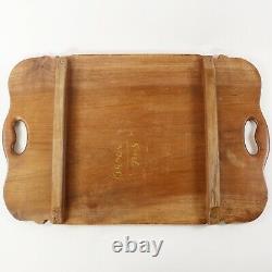 Antique Vintage Walnut Wood Hand Carved Handled Serving Tray